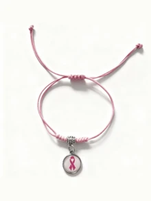 Adjustable Handmade Pink Ribbon Bracelet, Caring For Women's Health