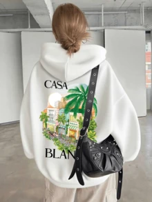 Einfarbiges Damen-Sweatshirt mit übergroßem Kordelzug, beliebtes Grafikdesign, Damenoberteile aus Baumwolle, Frühlings- und Sommer-Street-College-Stil (lässig, vielseitig), Damenbekleidung, geeignet für Outdoor-Sportbekleidung, Paarmodell