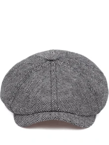 1 Pc Men's Classic Beret Big Head Circumference Striped Cap Adjustable Flat Cap Autumn And Winter Warm Cap Outdoor Sun Protection Street Hat For Men