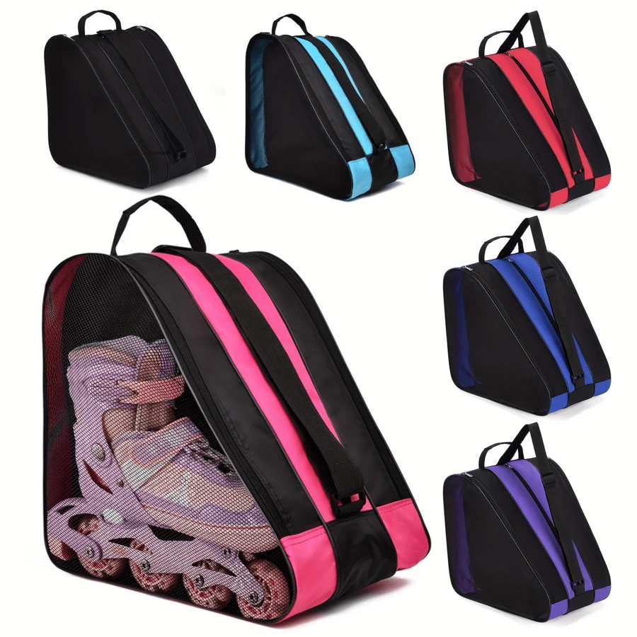 Unisex Handheld Wheeled Luggage, 3-Layer Large Capacity Skating Shoes Storage Bag, With Adjustable Shoulder Strap, Lightweight And Spacious, Suitable For Storing Ice Skates, Inline Skates And Quad Skates, Ideal Gift For Outdoor Sports And Skateboarding Enthusiasts. Shoe Bag Travel Storage Drawstring Shoe Cover Portable Dust-Proof Unisex Packing Bag, Essential For Travel, Cruise And Vacation - Multicolor - View 1