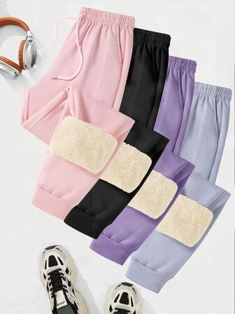 女士户外运动长袖上衣和超声波抓绒慢跑裤，适合户外活动、运动、骑行、徒步等。紧身裤