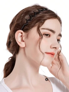 1/2pcs Women Wavy Toothed Print Toothed Headbands, Non-Tight Hair Collection Casual Headband For Daily Grooming, Simple Minimal Style Hair Accessories, Valentine's Day Couples Headband Set, Gift For Her, Hairband, Hair Hoop, Zig Zag Headband