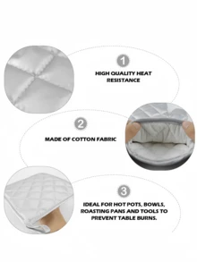 4 قطع مجموعة قفازات فرن وحصيرة عزل ذات لون واحد مقاومة للحرارة لخبز وطهي القفازات مقاومة للحرارة لفرن الميكروويف والحصيرة