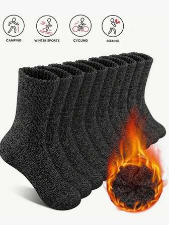 1/3/6 Pairs Super Thick Thermal Lined Men Socks - Comfortable And Soft Christmas Gift For Dad, Suitable For Cold Weather, Long Socks, Winter Black Socks, Warm Socks, Casual Thick Moisture Wicking Comfortable Crew Socks