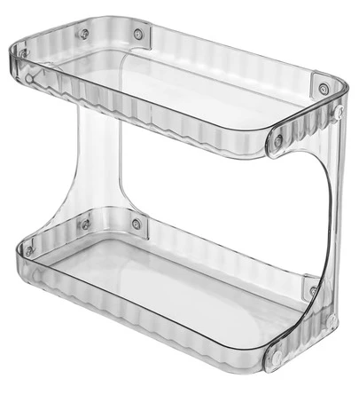 Prateleira 2 Andares Organizador Diamante De Banheiro Mesa Acrílico Porta Maquiagem Beleza Linhas mm-snj