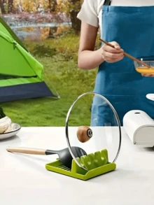 3pcs Kitchen Spatula Rack, Spoon/Chopsticks/Lid Storage Pad, Multi-Functional Household Storage Rack, 4 Card Slot Stove Appliance Bracket Easy To Clean, With Hanging Holes For Hanging And Draining, Multi-Functional Kitchen Storage Rack - Spatula, Spoon And Lid Hanging Rack | Household And Camper Countop Storage Rack, Practical Hook (Color Random)