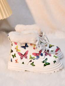 Botas de tobillo para bebé con diseño de mariposa, cálidas, resistentes al frío y con estilo, nuevas para el invierno 2025