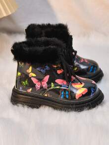 Botas de tobillo para bebé con diseño de mariposa, cálidas, resistentes al frío y con estilo, nuevas para el invierno 2025