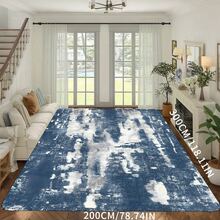 Modern Abstract Blue Area Rug - Machine Washable, Non-Slip Backing, Soft Polyester Material, Rectangular, Suitable For Living Room, Bedroom, Dining Room Decor - Multicolor - View 4