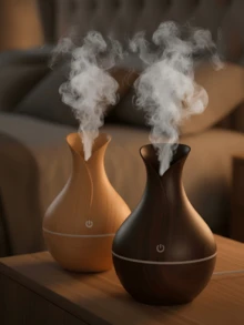 1 件 USB 花瓶加湿器，200 毫升迷你家居和办公桌面便携式木纹芳香扩散器，空气净化器 - 彩色 - 查看 3