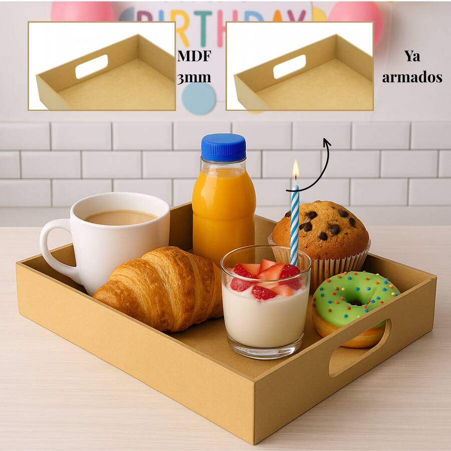 Surprise Breakfast Tray Box (30x40cm) 6 Pieces - Camel - View 1