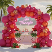 123-Piece Balloon Arch Set | Metallic Gold, Rose Red, Pink, Vintage Orange, Balloon Wreath Decorations, Suitable For Weddings, Birthday Parties, Baby Showers, Christmas, Grand Openings, Holiday Gatherings, And Home Decor - Multicolor - View 3