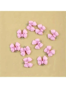 10/20pcs Imitation Fabric Bow Pendant Earrings Chain Ornament Cute Pink Color Bowknot Charm DIY Resin Jewelry Accessories