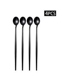 1/2/4/8pcs Stainless Steel Ice Cream Scoop, Cocktail Stirrer, Long Handle Mixing Spoon, Suitable For Home, Kitchen, Restaurant, Hotel - Black - View 5