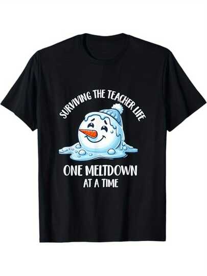 Camiseta con temática navideña "Sobreviviendo a la vida de profesor, un colapso a la vez".Adecuado como regalo de Navidad para profesores.Camiseta negra de 100% algodón.Tallas S-XXXL.