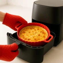 19*5cm Round Flexible Silicone Mold Non-Stick For Air Fryer Heat Resistant - Xám - Xem 5