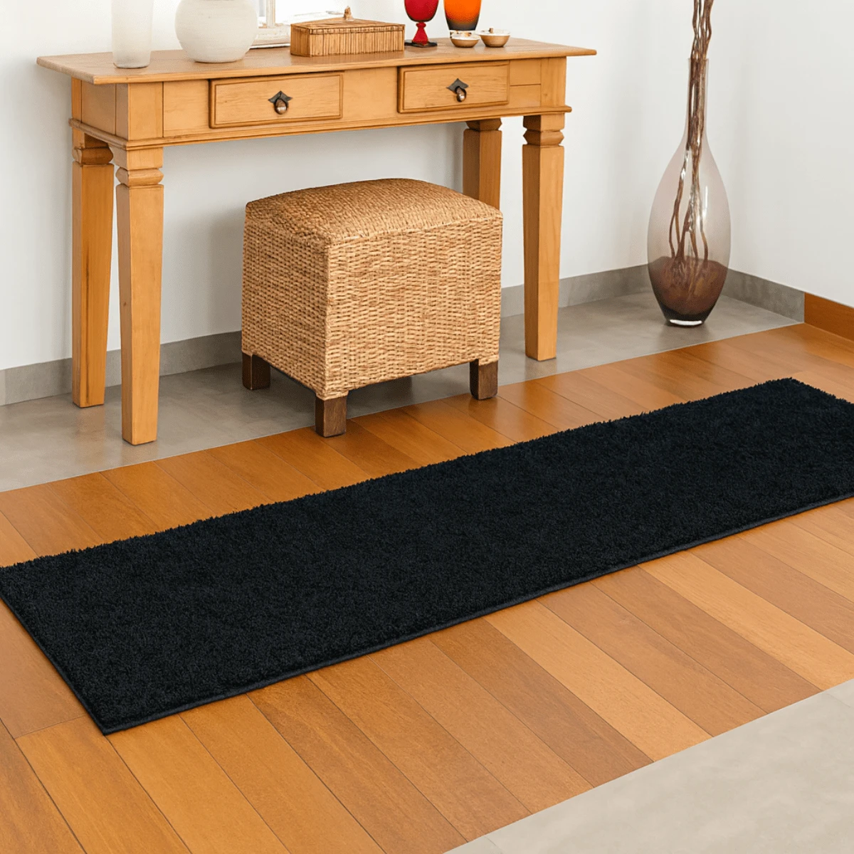 Classic Oasis Non-Slip Soft Luxury Carpet Runner For Hallway And Bedside Decoration - 黑色 - 查看 1