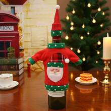 Chapéus de Natal com desenhos animados, moletons, capa para garrafa de vinho, Papai Noel, boneco de neve, alce, Natal, feliz Natal, jantar, decoração para festa