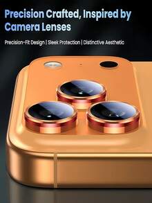 3 piezas Película protectora de vidrio para lente de cámara de metal naranja compatible con iPhone 17 Promax/17pro, fácil de pegar y resistente a los arañazos, cobertura completa, compatible con carcasa protectora