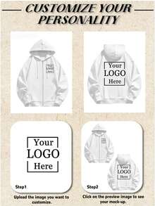 Personalized Women's Zipper Hooded Sweatshirt / Customize A Memento Of Your Precious Moments Together / Photos Of Family / Pets / Lovers / Couples / Parent-Child / Mother-Child / Gifts For Best Friends / Beloved Children / Girls / Boyfriends / Winter Long-Sleeved Sweatshirts / Couple Outfits / Parent-Child Sets / Thanksgiving / 520 / Any Photos Can Be Customized / No Restrictions / Welcome To Customize! - White - View 2