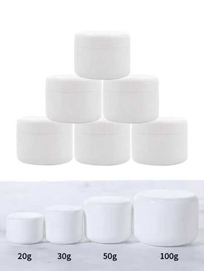 5pcs 20g/30g/50g White Plastic Cream Sample Bottles, Cosmetic Empty Jars, Refillable, Suitable For Cosmetics, Makeup And Skincare, Great For Travel, Cosmetic Storage And Decanting.