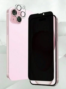 2 In 1 [Privacy Glass + Lens Glass Film] Full Cover Privacy Protection Screen Protector Tempered Glass Protector Compatible With Apple 11 12 13 14 15 16 PRO MAX Plus Mini Double Layer 3D Clear Camera Glass Film