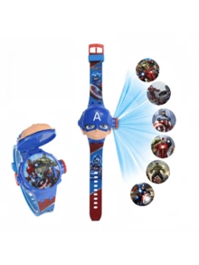 Marvel New Flip Cover Design Projection Luminous Cartoon Hero Teenage Electronic Watch, Spider-Man Watch Teenage Gift, Unisex Cartoon Print Watch