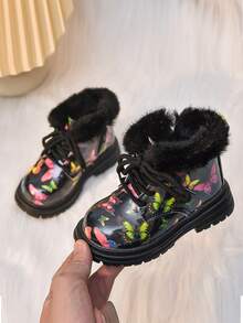 Botas de tobillo para bebé con diseño de mariposa, cálidas, resistentes al frío y con estilo, nuevas para el invierno 2025