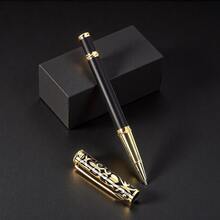 1支笔：时尚金雕金属珠笔/书写流畅，墨水快干/适合办公室商务会议和学生笔记/男士商务笔 - 黑色 - 查看 3