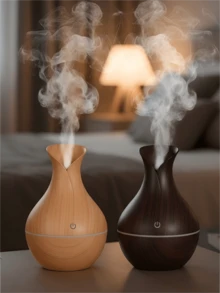 1 件 USB 花瓶加湿器，200 毫升迷你家居和办公桌面便携式木纹芳香扩散器，空气净化器 - 彩色 - 查看 5