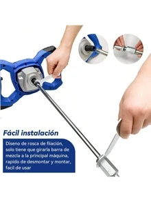Mezclador Eléctrico De ,Hormigonera, 2105W Mezclador de Cemento con900RPM 6 Velocidades, protección contra sobrecalentamiento y bloqueo de  para mezclar materiales de viscosidad media, ideal para mezclar pinturas, cementos, piensos, resinas, tintas - Azul - Ver 5