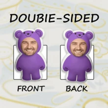 وسادة وجه الدب المخصصة - وسادة إنسانية فريدة مع وجه شخصي، ألياف بوليستر، ألوان مختلطة مكتوكة - هدية مثالية للأزواج، وسادة ديكورية، مناسبة للهدايا للأصدقاء والعائلة والأحباء، عيد الهالوين، عيد الميلاد، ، المناسبات السنوية، أعياد الميلاد، هدية مثالية