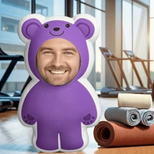 وسادة وجه الدب المخصصة - وسادة إنسانية فريدة مع وجه شخصي، ألياف بوليستر، ألوان مختلطة مكتوكة - هدية مثالية للأزواج، وسادة ديكورية، مناسبة للهدايا للأصدقاء والعائلة والأحباء، عيد الهالوين، عيد الميلاد، ، المناسبات السنوية، أعياد الميلاد، هدية مثالية