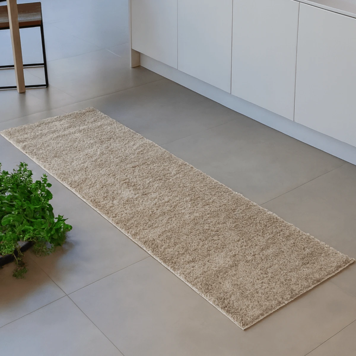 Tapete Passadeira Antiderrapante Pelo Macio Luxo Decoração para Corredor e Beira de Cama Classic Oásis - Bege - Visão 1