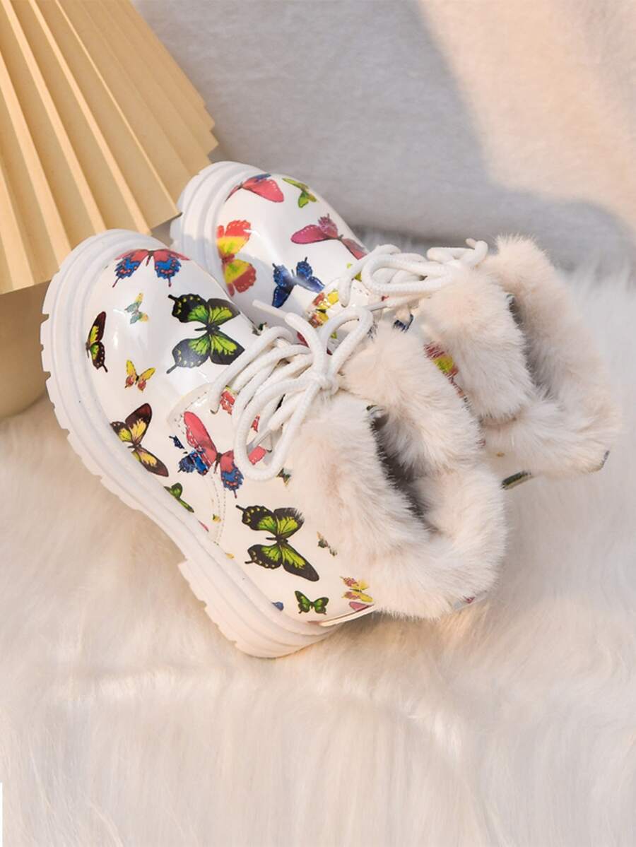 Botas de tobillo para bebé con diseño de mariposa, cálidas, resistentes al frío y con estilo, nuevas para el invierno 2025