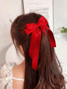 1pc Shiny Satin Bow Ribbon Large Barrette Hair Clip, Suitable For Daily Wear, Party And Holiday, Claw Clips, Hair Slide, Hair Barrettes, Cute Accessories, Hair Accessories