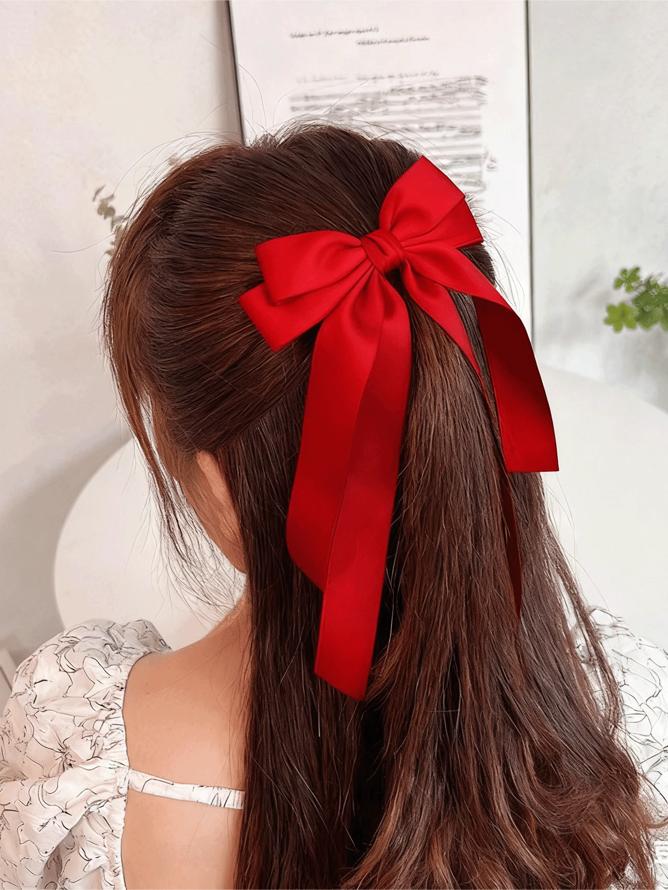 1pc Shiny Satin Bow Ribbon Large Barrette Hair Clip, Suitable For Daily Wear, Party And Holiday, Claw Clips, Hair Slide, Hair Barrettes, Cute Accessories, Hair Accessories
