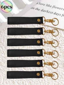 1 Piece/6 Pieces Of Customized Anniversary Name Or Letter PU Leather Women's Bag Hanging Keychain. The Exquisite And Compact Lining Has A High-End Texture, With A Simple And Retro Style. It Is A Multi-Functional Personalized PU Leather Scratch-Resistant Wristband Keychain Bag Accessory. - Multicolor - View 15