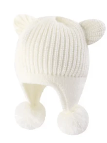 1pc Girls' Knitted Hat With Bear Ears & Pom Poms - Soft, Striped, Lightweight Winter Hat, Suitable For Everyday, Casual And Holiday Wear - 1PC - View 11