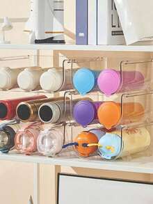 1/2/3 Niveles Organizador Apilable para Botellas de Agua, Organizador de Botellas de Agua con Compartimentos Grandes, Organizador Transparente para Botellas de Agua para Gabinete, Estante para Botellas para Organización y Almacenamiento en la Cocina