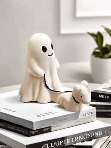 1 件可爱幽灵狗万圣节雕像，圣诞节、万圣节客厅、厨房、卧室装饰，室内外雕像花园装饰，万圣节礼物