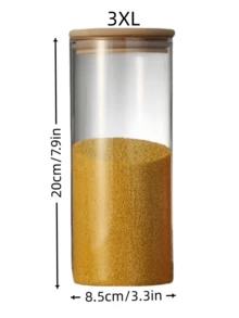 Luftdichter Behälter, Lagerungsglas aus Borosilikat mit Dichtung, gerader Teebehälter, luftdichter Behälter für trockene Lebensmittel, Nüsse, Snacks, Bambusdeckel, Aufbewahrungsutensilie für den Haushalt