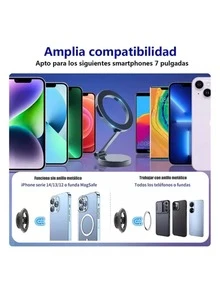 Soporte Magnético Para Coche Estable Antichoque Plegable,Soporte Magnetico Para iPhone, Galaxy, Celulares, Elegante Soporte Para Automovil - Plateado - Ver 8