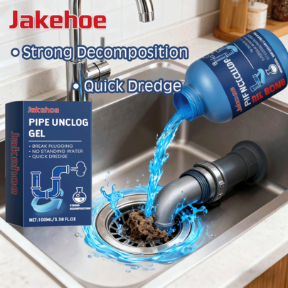 jakehoe Pipe Unblocking Agent Powerful Sink Drain Cleaner Multi-Functional Dissolves Grease Garbage Residue High Efficiency Clog Remover Household Pipe Channel Powder Cleaning Tools