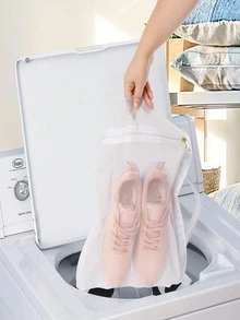 1pc Shoe Drying Bag, Washable Hanging Laundry Bag, Reusable Thickened Mesh Bag - White 1pc - View 2