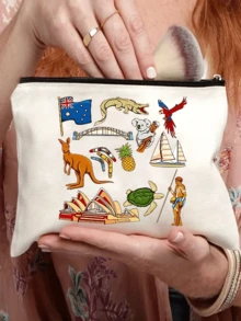 Fun Makeup Bag, Australian Theme Lightweight Makeup Bag,Canvas Charger Cable Storage Bag - Non-Waterproof ,Australian Small Animal Series Print Bag, Portable Zipper Makeup Bag With Vibrant Australian Illustrations, Portable Toiletry Bag, Travel Makeup Bagtravel Essentials For Vacation Summer Holiday Back To School School Stuff Bag For School Travel Bag For Women Makeup Bag For Travel - Multicolor - View 13