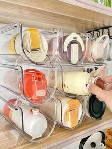 1/2/3 Niveles Organizador Apilable para Botellas de Agua, Organizador de Botellas de Agua con Compartimentos Grandes, Organizador Transparente para Botellas de Agua para Gabinete, Estante para Botellas para Organización y Almacenamiento en la Cocina