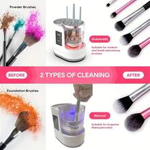 三合一自动化妆刷清洁烘干机，带支架，转速850转/分钟，适用于各种化妆刷，包括修容刷、眼影刷、腮红刷等，是送给女性的绝佳生日和圣诞礼物。