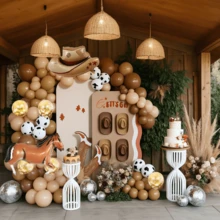 110PCS Western Party Horse Balloon Garland Arch Kit, Cow Print Confetti Color Balloons With Brown Cowboy Hat Horse Foil Balloons For Western Party Decorations,Western Wedding Decoration,Westerns Baby Shower Decoration,Cow Party Decorations,Birthday Decorations - 彩色 - 查看 4