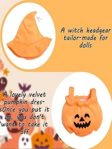 适合 娃娃的衣服，时尚娃娃衣服套装可爱主题设计师玩具服饰配饰适合收藏家粉丝展示（小南瓜） - 彩色 - 查看 5